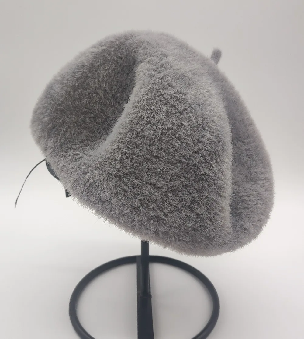Женская зимняя теплая шапка карамельного цвета Дамский берет для девочек меховой берет шляпа британская Женская кепка художника Тыква