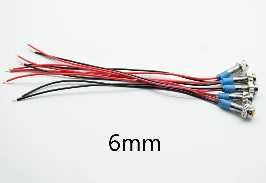 1 шт. 6 мм водонепроницаемый Предупреждение ющий светодиодный металлический лампочка-Индикатор сигнальная лампа 6 в 12 В 24 В 220 В машина Автомобильная Лодка рабочий ПК мощность красный
