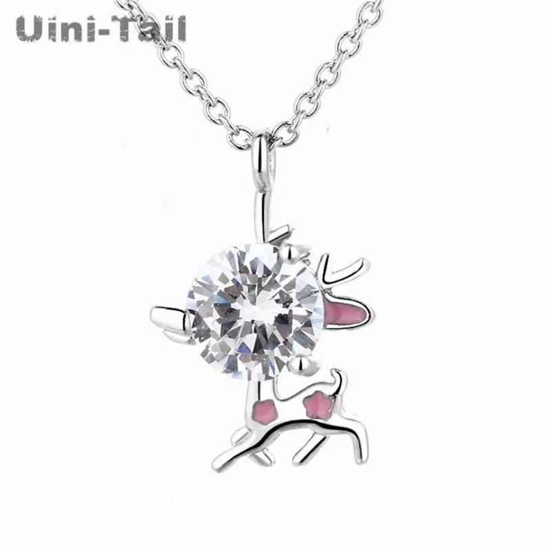 Uini-Tail популярный новый продукт 925 пробы Серебряное милое розовое ожерелье с