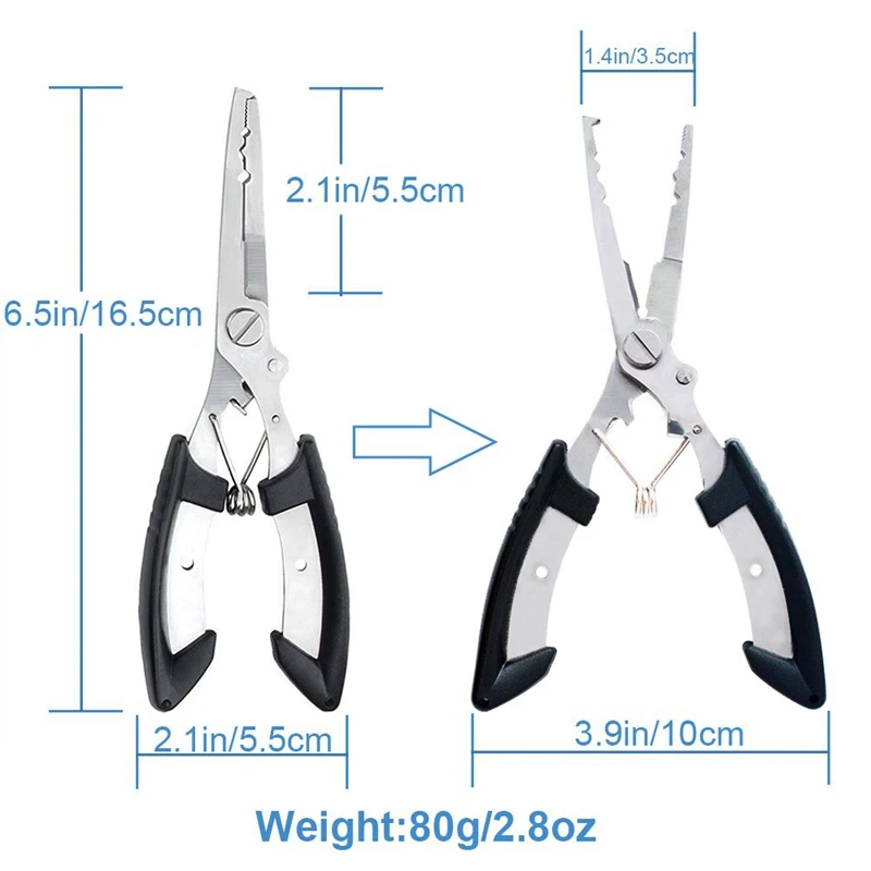 Antiruggine Alluminio Gancio di Pesca Remover Extractor E in Acciaio Inox Pinze di Pesca con Il Fodero di Nylon Kit