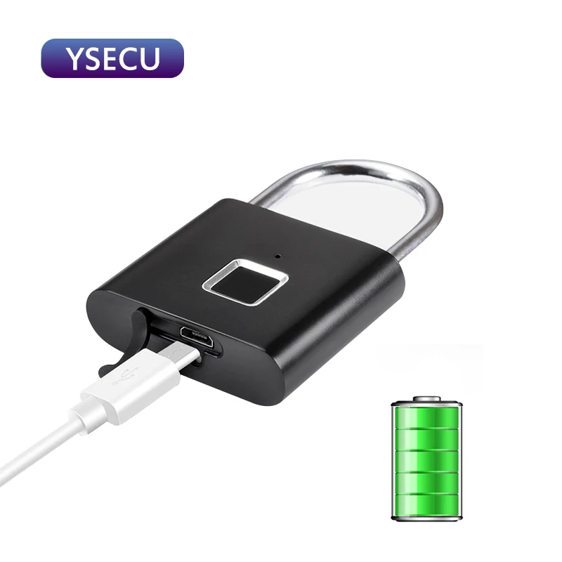 YSECU, отпечаток пальца, умный замок, USB зарядка, дверной замок, цинковый сплав, металл, портативный, Противоугонный, отпечаток пальца, замок для чемодана, сумка