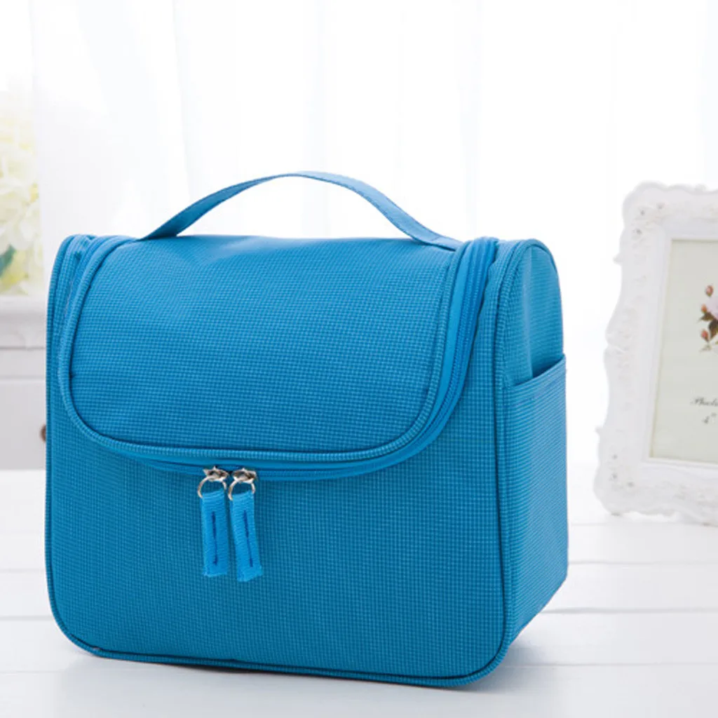 Sky Blue Ручная сумочка косметичка Сумка для хранения подвесная косметичка Водонепроницаемая вместительная однотонная сумка органайзер для багажа дорожные Сумки sac - Цвет: Sky Blue