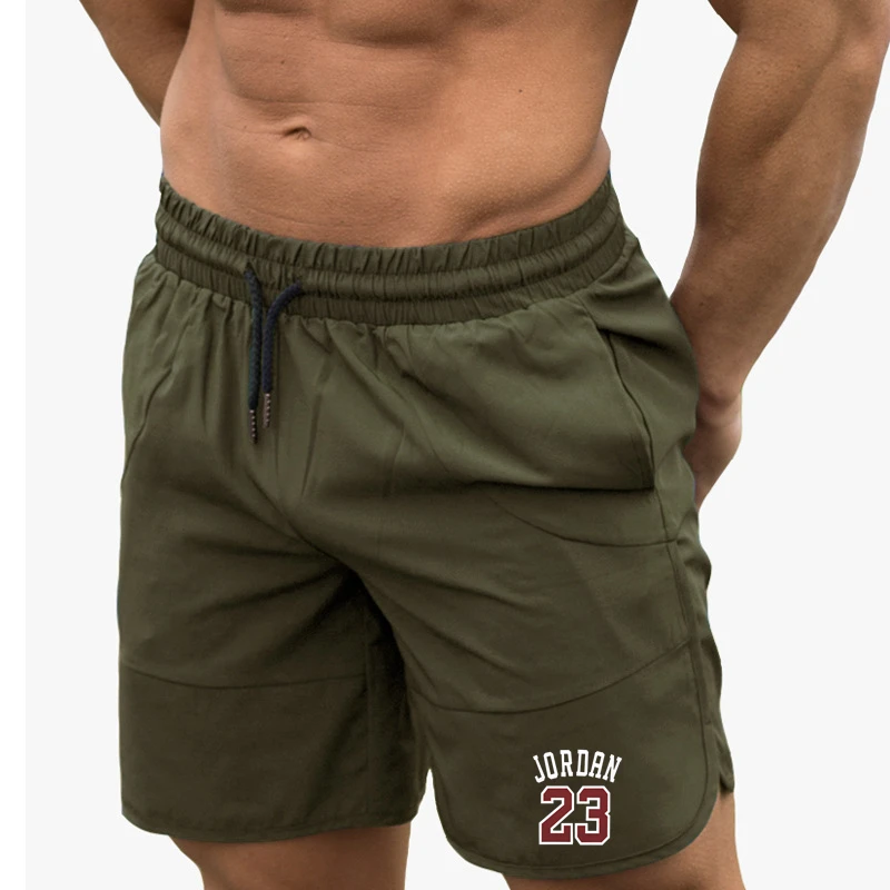 Мужские высококачественные Брендовые повседневные пляжные шорты Jordan 23 с буквенным принтом, качественная удобная одежда с эластичной резинкой на талии - Цвет: Army green