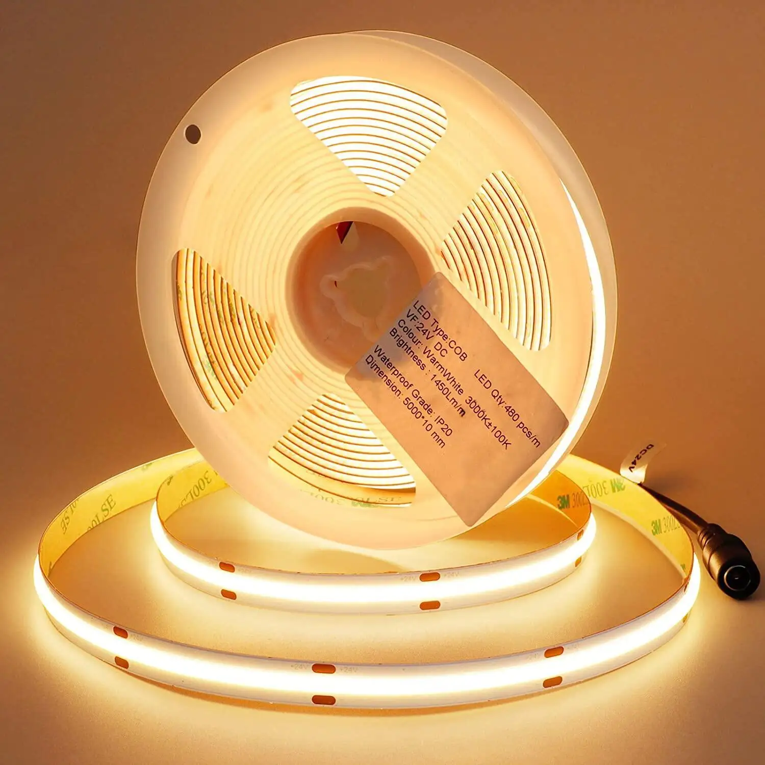 COB LED Strip Light 12V24V 10mm 480LEDs/M High Density Tape lamp Ribbon 3000K 4000K Flexible Linear Dimmable under cabinet light | Лампы и
