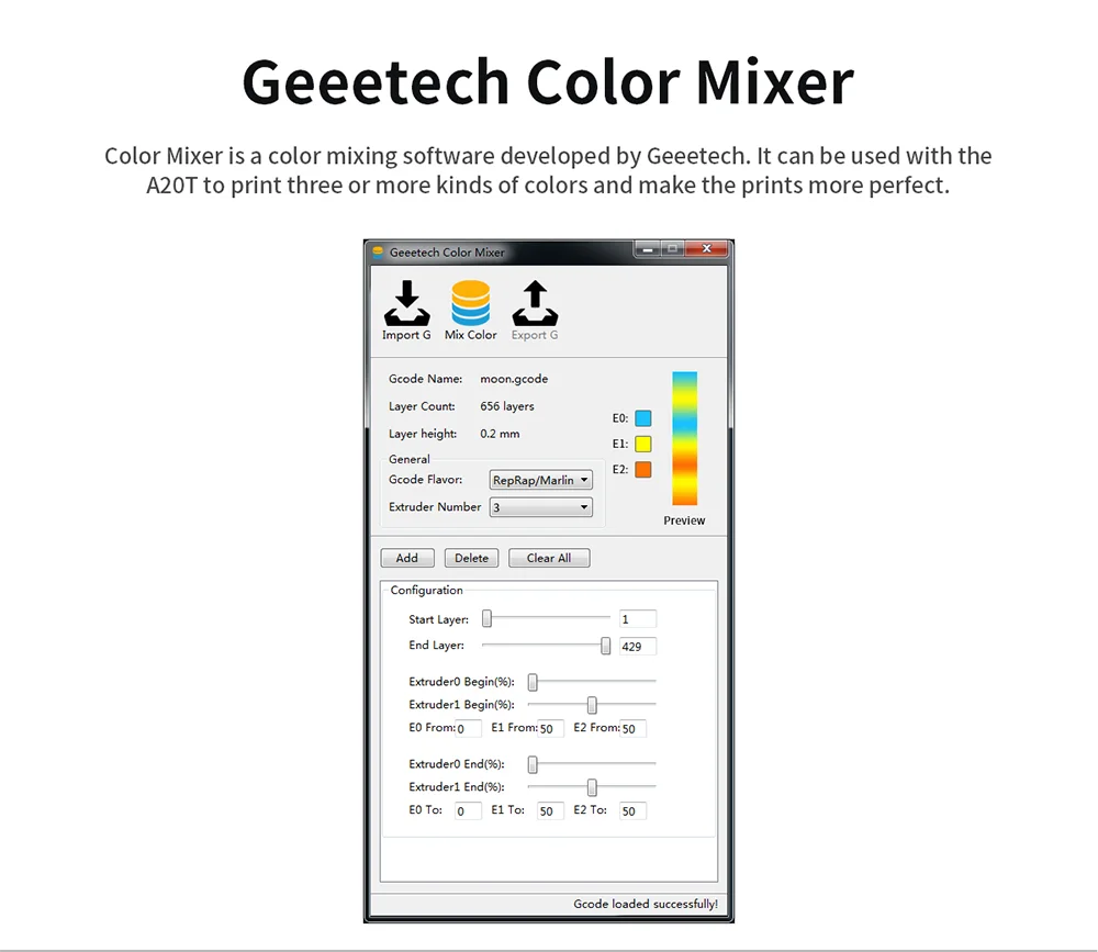 Geeetech 3D Printer A20T 3 in 1 Out Mixed Property Upgrade GT2560 V4.1B Controlboard  250*250*250mm3 LCD2004 FDM CE 3d printing machine