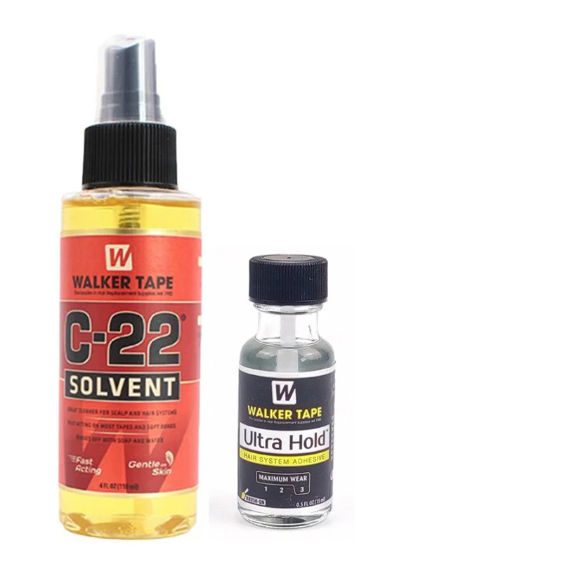 4FL.OZ(118ml)  Tape C-22 Solvent Remover  + 1bottel Ultra Hold Adhesive Glue For Toupee Hair 0.5 Oz / 15ml