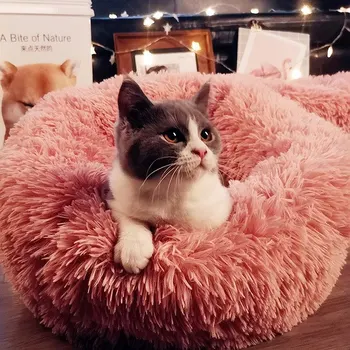 

Soft Warm Round Pet Cat Puppy Bed Comfy Calming Pet Cushion Mat Dog Cat Washable Kennel Dog Bed Warm Pet Bed Nest Dog Cat House