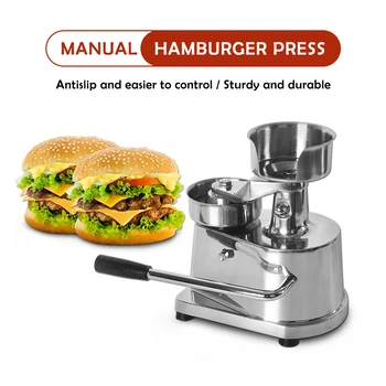 

ITOP 100mm Stainless Steel Manual Hamburger Press Maker Machine Hand Control Hamburgueria Patty Meat Making Household Commercial