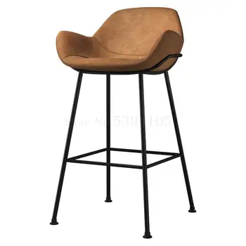 

Iron Bar Chair Modern Simple Back High Chair Domestic Bar High Foot Bar Stool Northern Europe Front Desk Chair Net Red