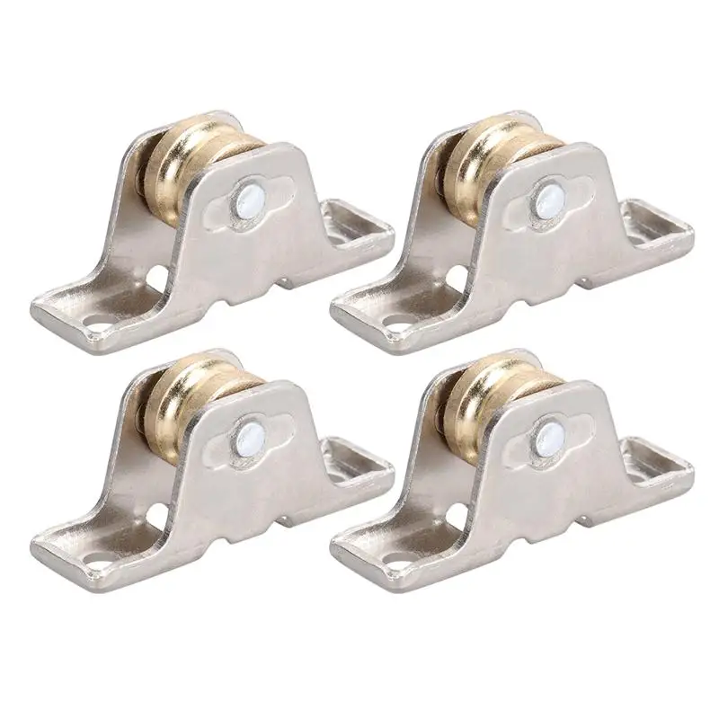 4Pcs Metal Roller Wheels Single Bearings Window Sash Pulley Rod Rollers Alloy Curtain Rail Track
