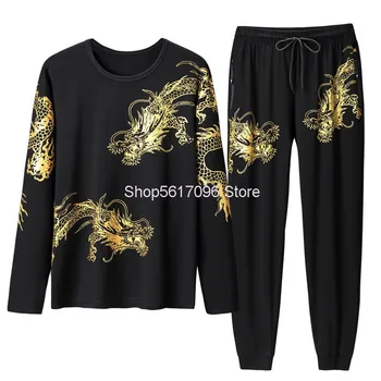 

Autumn Big Size Sports Leisure Suit Men's Plus Fat Plus Round Neck Loose Two-piece Set Long Sleeve Sportswear 9xl