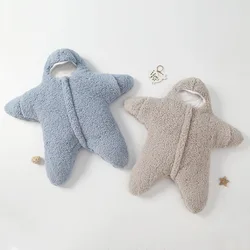 Saco de dormir para bebé, estrella de mar espesa de ropa de dormir, edredones de invierno para recién nacidos, algodón y lana