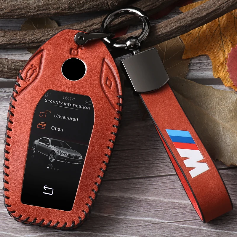 

Genuine leather key case for car BMW 7 Series LCD Key Set New x3 x5 5 Series 530le Smart 6 Series gt Car Key Case Buckle