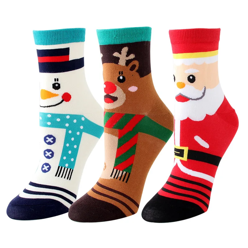 Милые хлопковые носки женские носки с героями мультфильмов красочные забавные каваи лося носки индивидуальный Рождественский подарок для девочек 3 пар/лот# F