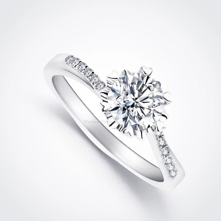 Tianyu драгоценные камни Стерлинговое Серебро Ювелирное кольцо 0.5ct 1.0ct vs Moissanite