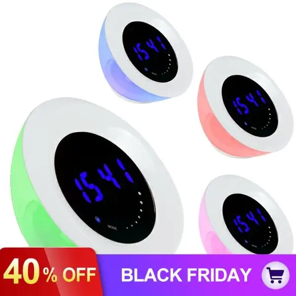 12 белый+ 15 RGB светодиодный сенсорный переключатель изменение цвета атмосферная лампа красота синий светильник Отображение времени будильник
