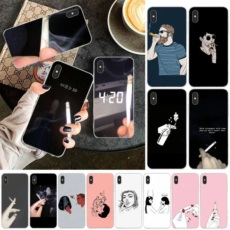 

LJHYDFCNB Weed Cigarette Smoking DIY Printing Phone Case For iphone 6 6s plus 7 8 plus X XS XR XS MAX 11 11 pro 11 Pro Max Cover