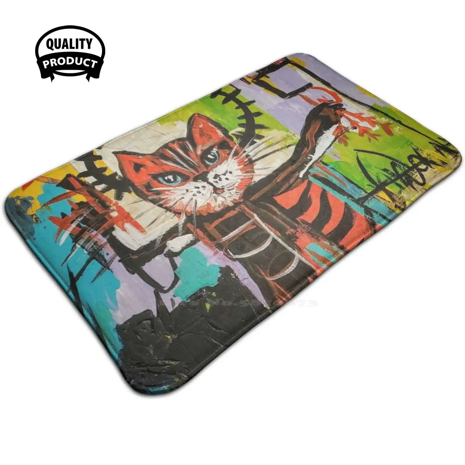 Cat Angel Soft Foot Pad Room Goods Tappeto Tappeto Basquiat Cat Street Art Banksy Angel