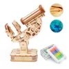 Educational Biological Microscope Wooden Mechanical 3D Puzzle Stem Kits With Slides Optical 160X Magnification For Kids Adult 1