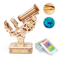 Educational Biological Microscope Wooden Mechanical 3D Puzzle Stem Kits With Slides Optical 160X Magnification For Kids Adult 1