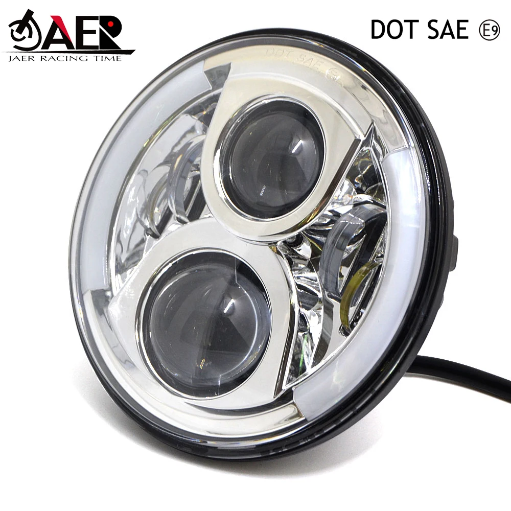 

JAER 7 in. LED Motorcycle Headlight H4 H13 Phare Farol Moto Headlamp Head Light for Harley Softail Cafe Racer Chopper