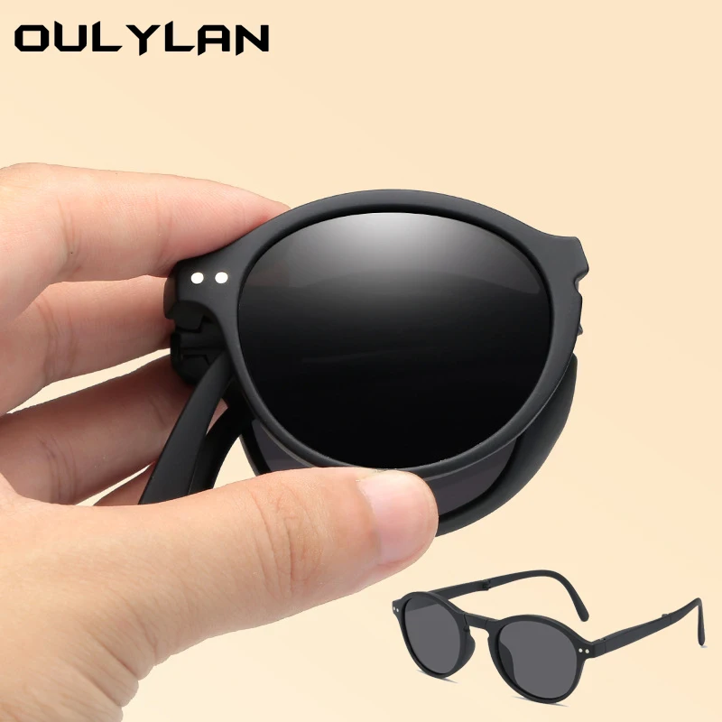 

Oulylan New Women Round Sunglasses 2022 Trending Product Black UV400 Classic Foldable Eyewear Men Retro Mirror Red Sun Glasses