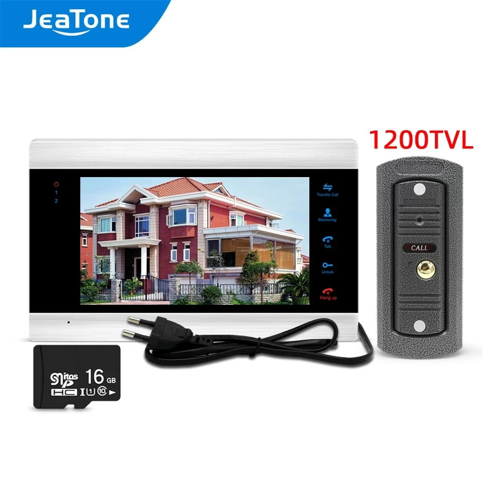 JeaTone 7 Inch Video Door Phone System for Home 1200TVL Mini Doorbell Camera Support Motion Detection Record and Night Vision