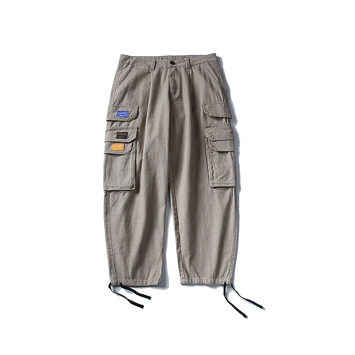 

Luoye luo ye 2019 Spring Loose-Fit Large Pocket Straight-Cut Casual Pants K-022