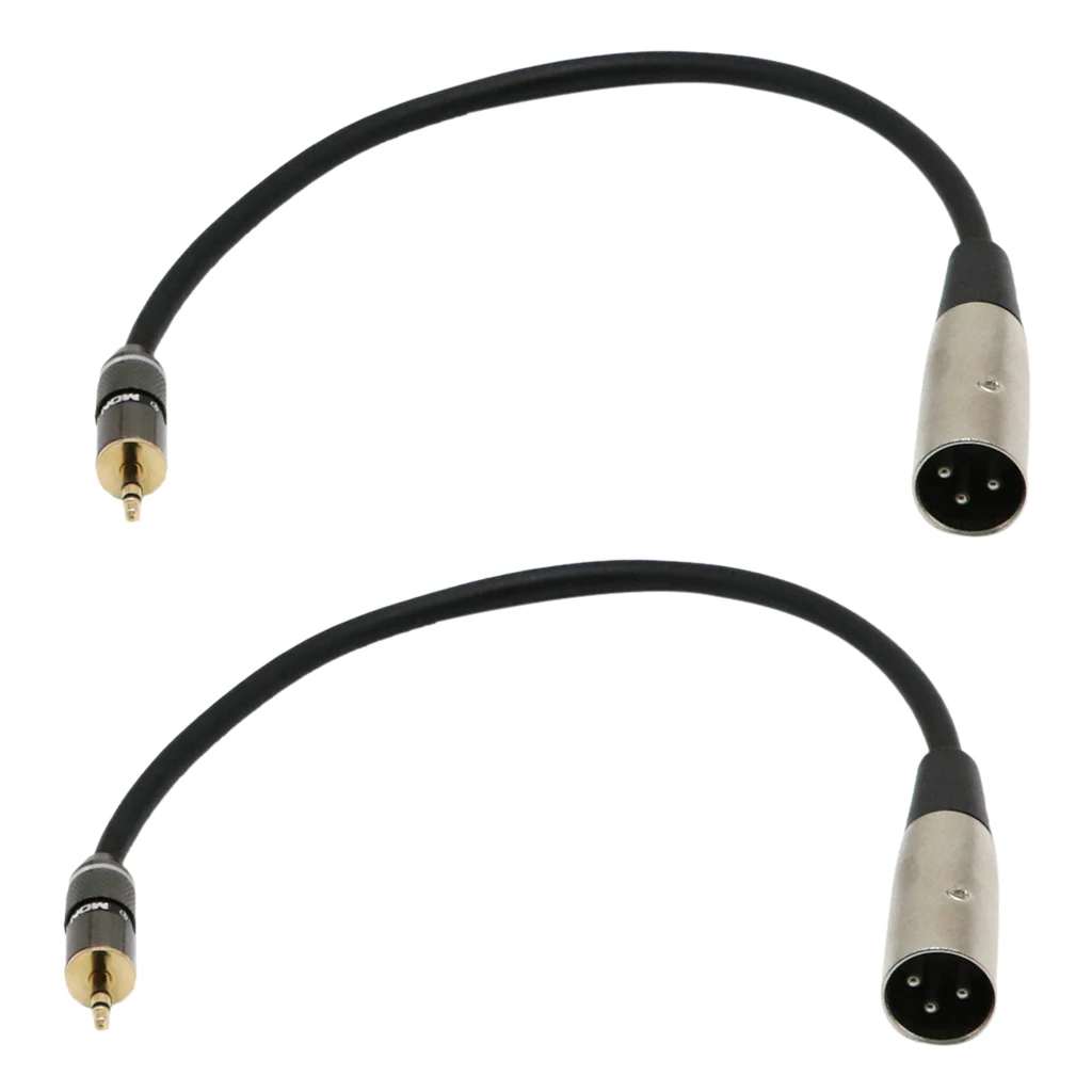 

2 Pieces 1FT 3.5mm (1/8'') Stereo Mini Male TRS (PC/Laptop) to XLR (3 Pin) Male (Mixer/Speaker) Audio Cable