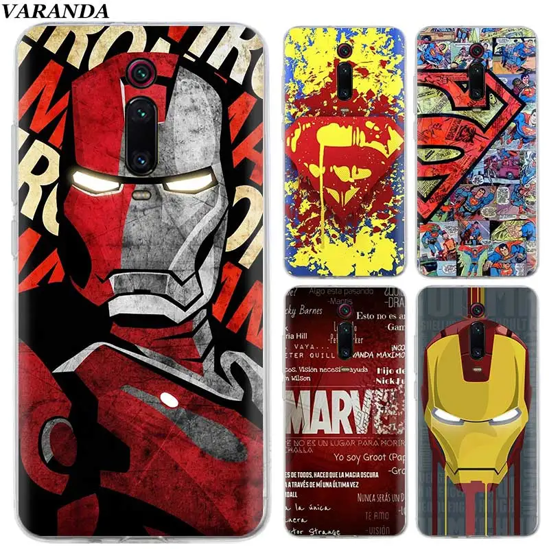 

Marvel Iron Man SuperMan Case for Xiaomi Redmi K20 Note 7 7S 6 8 Pro 7A 6A 5Plus Y3 S2 Clear Silicone Phone Shell Coque Casos