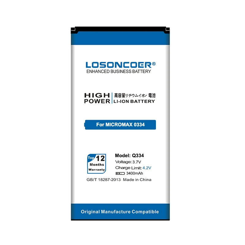 LOSONCOER 3400mAh Q334 хорошее качество батарея для телефона Micromax BQ Strike BQS 5020 strike 5065