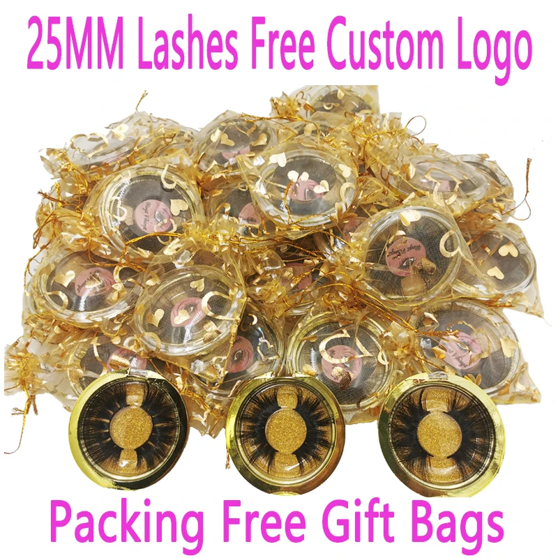 

25mm Mink Eyelashes 30/50/100/200Pairs Wholesale 3D Mink Lashes Round Case Custom Packaging Label Makeup Dramatic Long Mink Lash