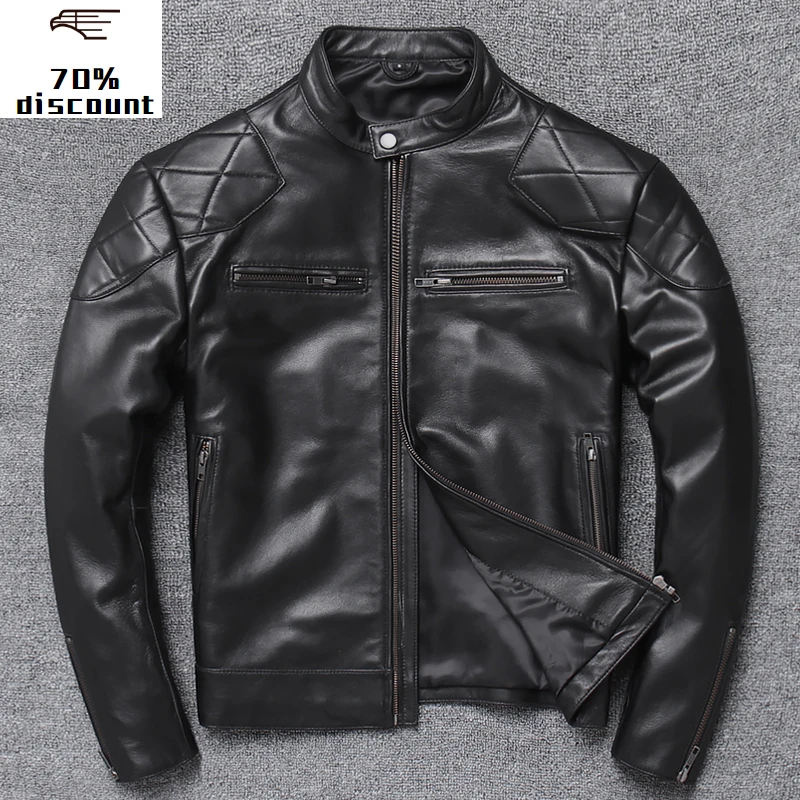 

2020 New spring Men's Warm coat Genuine leather jacket biker Men jacket handsome sheepskin leather coat