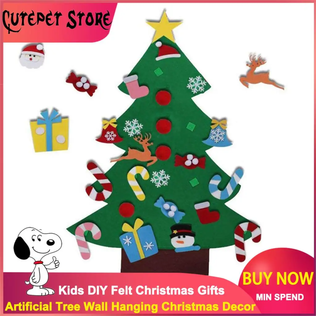 DIY войлочная Рождественская елка, подарки на год, детские игрушки, искусственное дерево, настенные подвесные украшения, Рождественское украшение для нового года