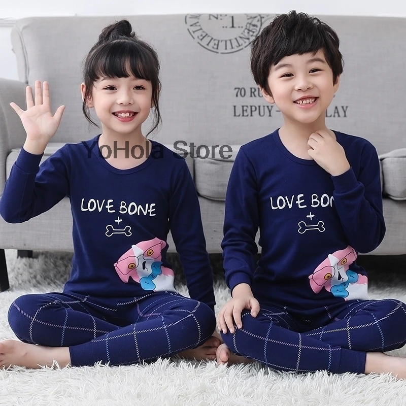 Kids Pajamas Children Sleepwear Baby Pajamas Sets Boys Girls Cartoon Pyjamas Pijamas Cotton Nightwear Clothes Kids Homewear pajama sets couple	