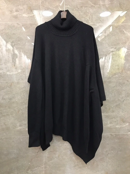 

Early Autumn 2019 New Female Neck, High Neck, Pure Color Decorative Loose Cloak, Sweater and Knitted Sweater 913