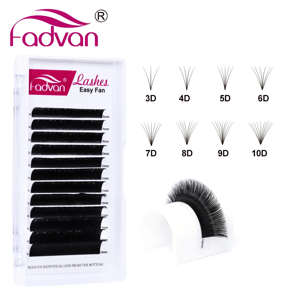 Fadvan Easy Fan Lashes Extension DIY 2d/3d/4d/10d Faux Mink Blooming Eye Lash Extensions 0.05/0.07/0.10 Makeup Lashes