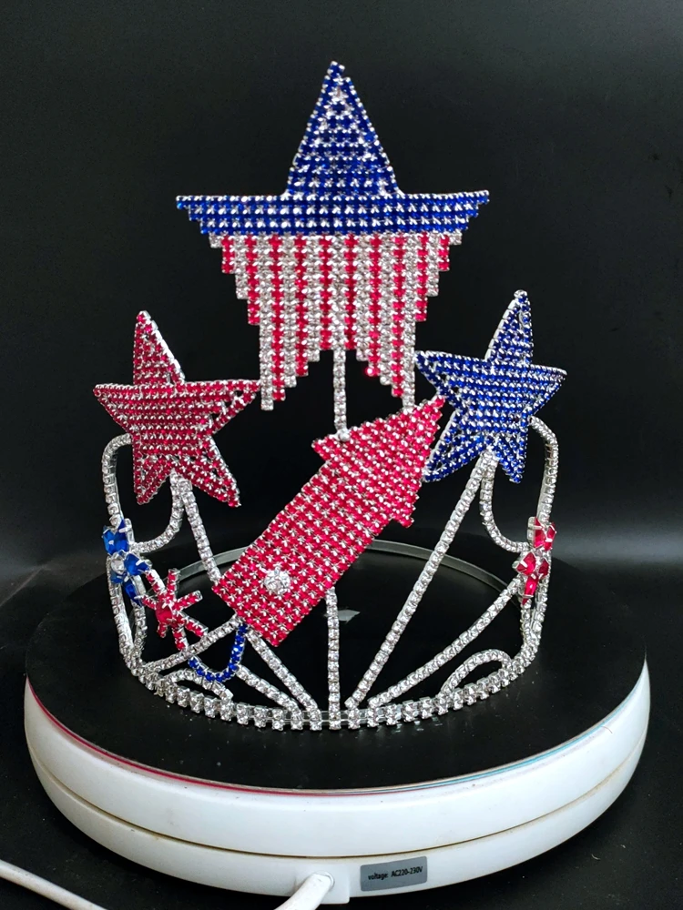 

8 Inch tall Rhinestone Pageant Crowns Large High Quality Crystal Princess Tiaras And Crowns