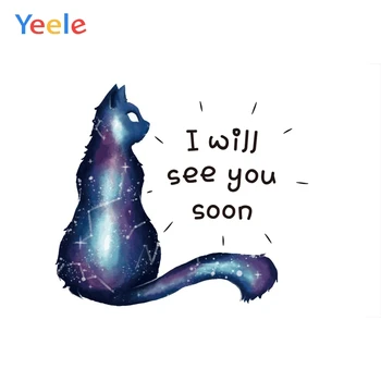 

Yeele Painting Portrait Clever Cat See You Soon Ins Photography Backdrops Personalized Photographic Backgrounds For Photo Studio