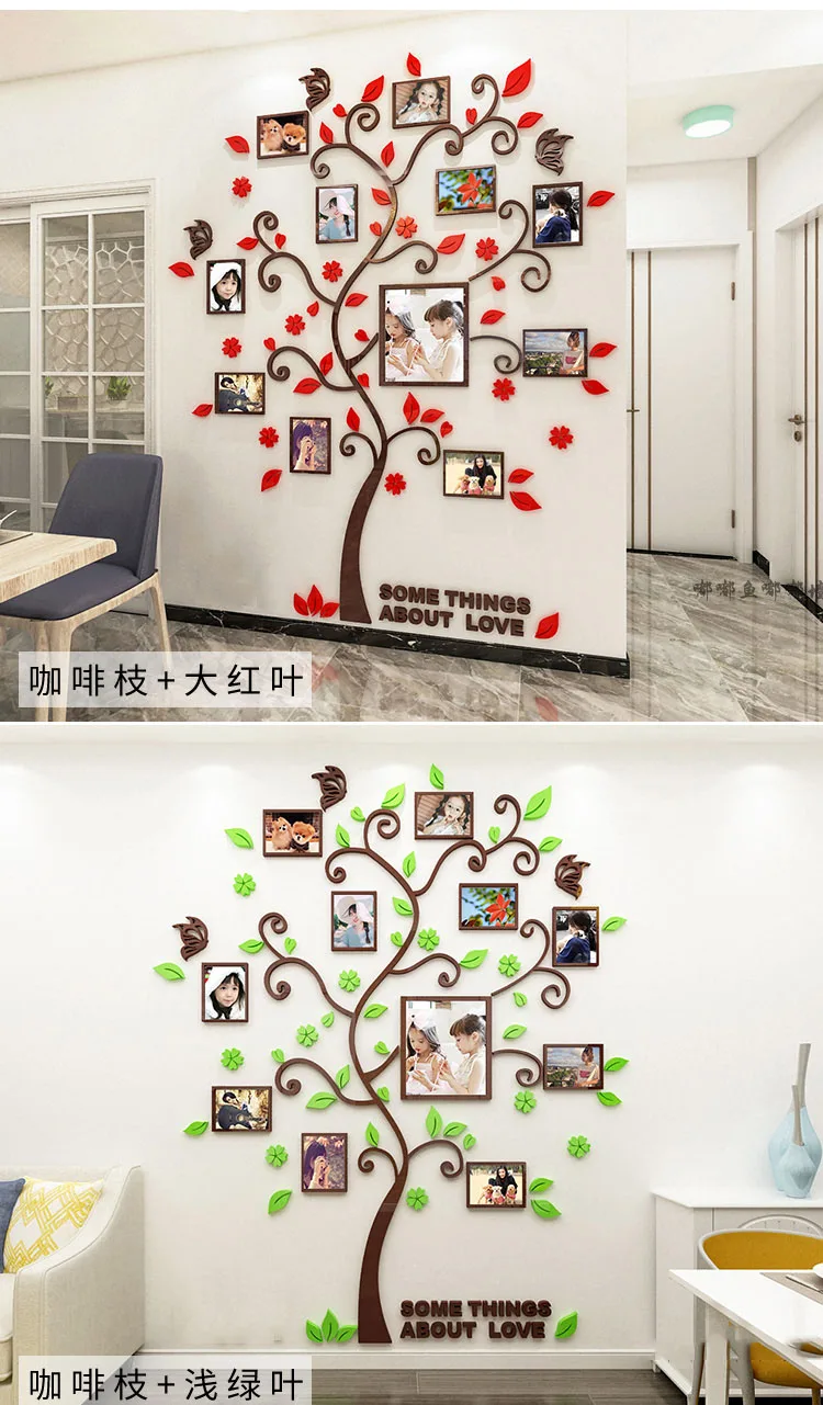 3d Family Photo Frame Tree Wall Sticker Diy Art Wall Decals Acrylic Poster Living Room Bedroom Home Decor Large Wallpaper Kids Wall Stickers Aliexpress