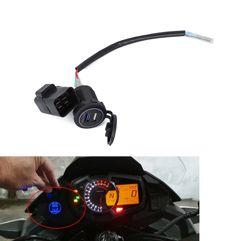 Motorcycle Bike Usb Charger With Relay 12v 22a For Kawasaki Versys 650