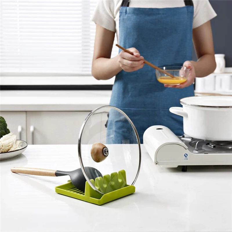 

Kitchen Organizer Cutting Board Holder Spoon Holder Silicone Rest Silicone Pot Cooking Spoon Holder Heat Spatula Resistant Clip