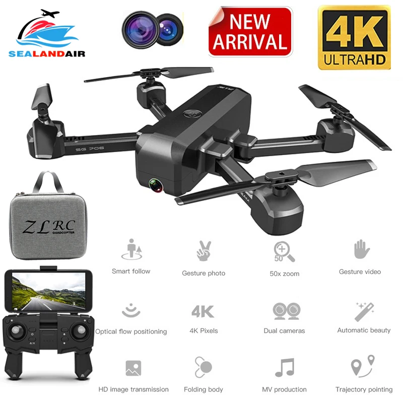 Новая камера Дрон с 4K камерой HD 1080P воздушное видео WIFI FPV Квадрокоптер Follow Me RC