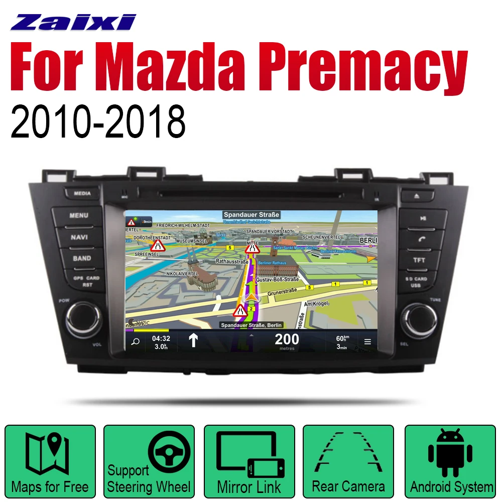 Автомагнитола ZaiXi 2 Din для Mazda Premacy 2010 ~ 2018 GPS навигация BT Wi Fi карта мультимедийная