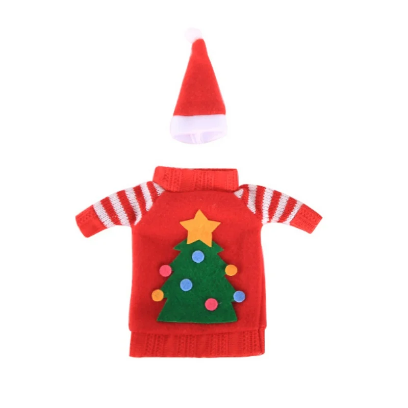 Рождественская Крышка для бутылки вина, Набор декоративных обложек для вина, рождественские вечерние украшения для праздничного стола