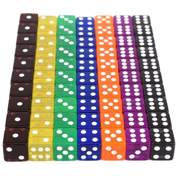 

70pcs Random Color 16mm Transparent Dot D6 Dice for Bar Pub Club Party DIY Games