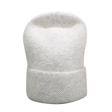 Зимние вязаные шапки для женщин из кроличьей шерсти, тянущаяся теплая вязаная шапка, Одноцветный головной шарф, шапка, одноцветная Милая зимняя шапка для женщин