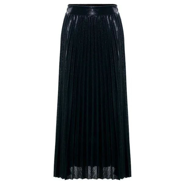 New Fashion High Waist Bronzing Elastic Pleat Half-length Basic Autumn And Winter Bottoming Skirt Casual Female Long Skirt - Цвет: 5