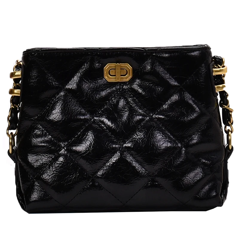 

iVog New Arrival Everyday Ladies Small Messenger Crossbody Handbag Black Chain channels Quilted Hand Bags for Women 2019