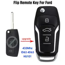 Flip Folding Remote Key Fob Uncut Klinge ID63 4D63 Chip HU101/4D60 ID60 Chip FO21 433MHz Für Ford mondeo Focus Transit Fiesta
